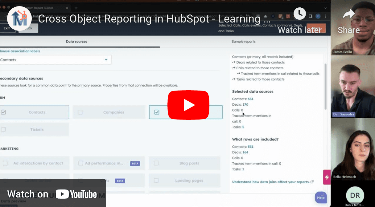 Cross Object Reporting in HubSpot - Learning Session